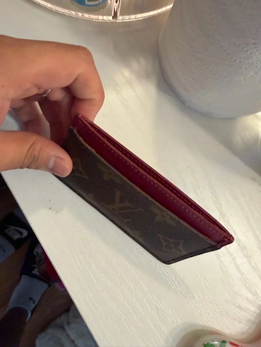 Monogram Card Holder with Burgundy Trim - Picture 5 of 6